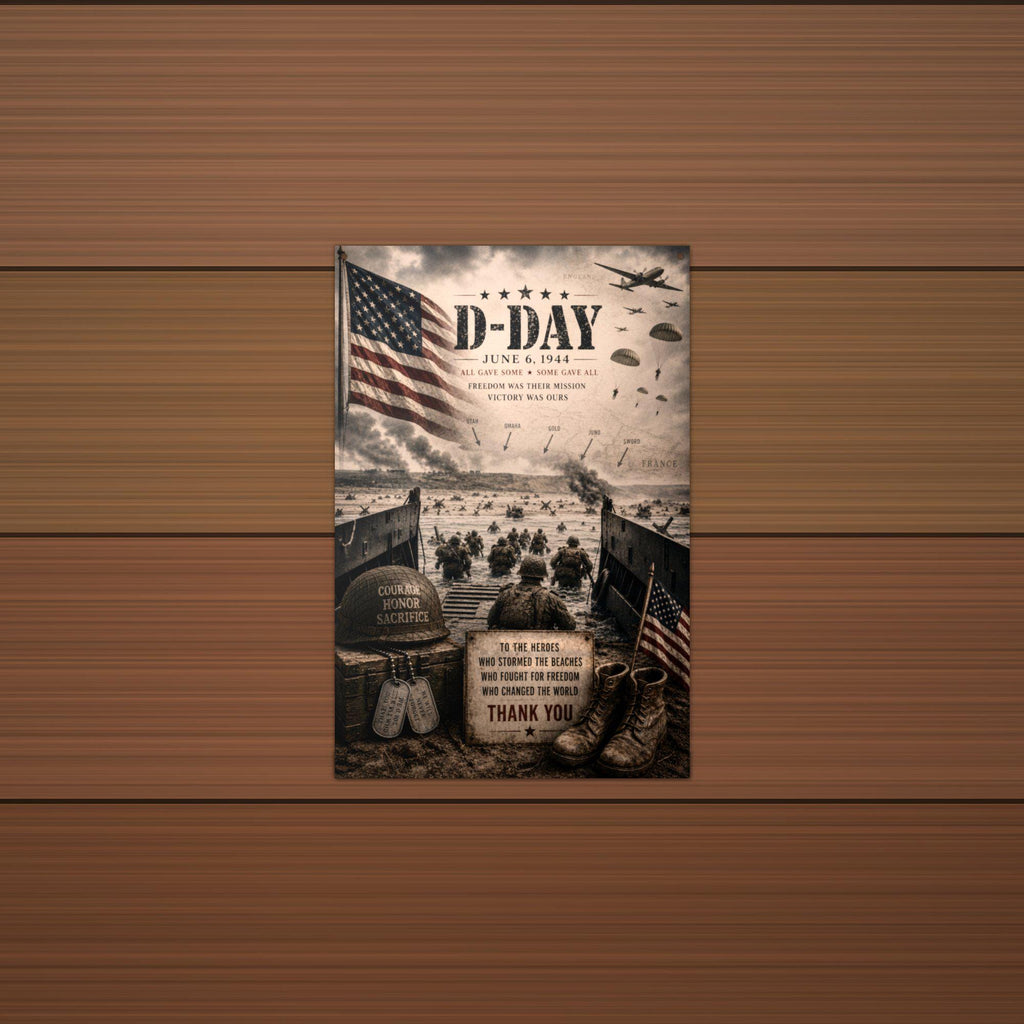 D-Day June 6 1944 Patriotic Metal Sign Aluminum Sign — alternate angle