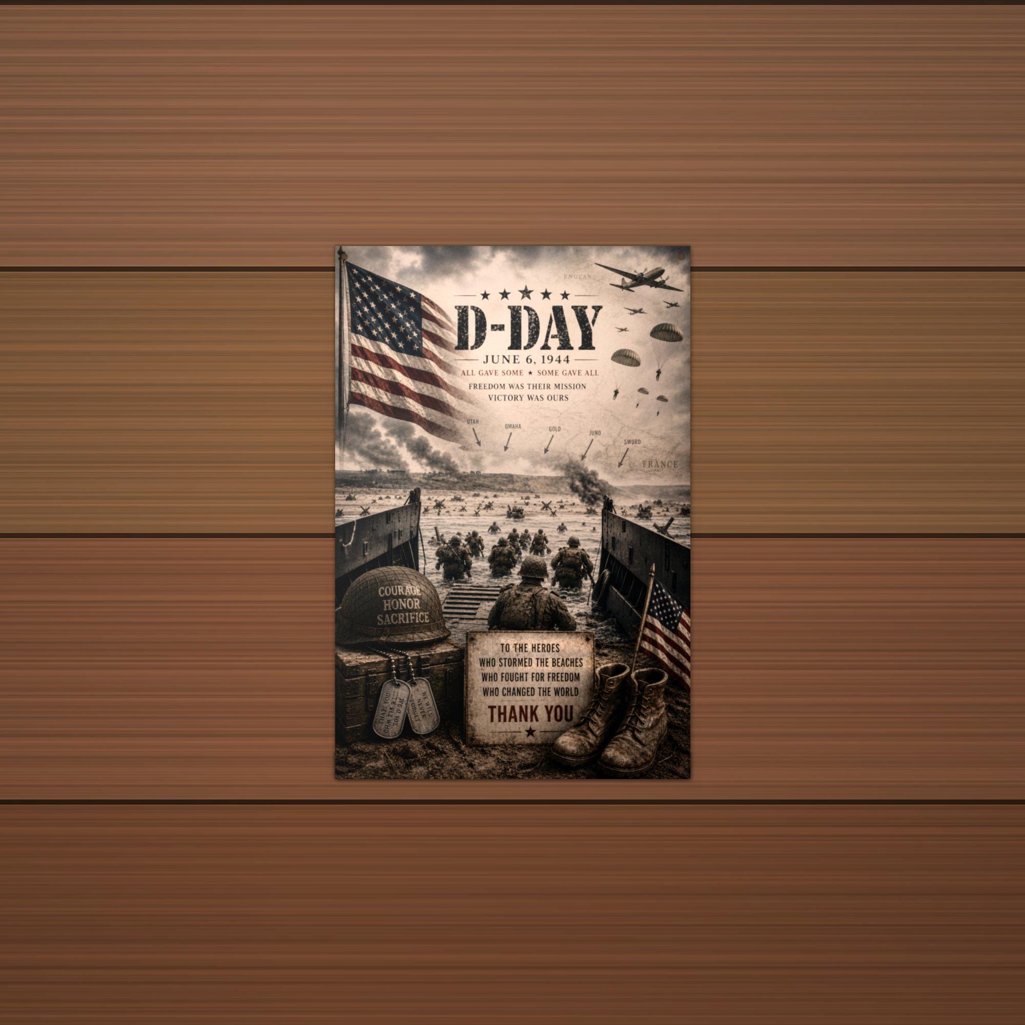 D-Day June 6 1944 Patriotic Metal Sign Aluminum Sign — alternate angle
