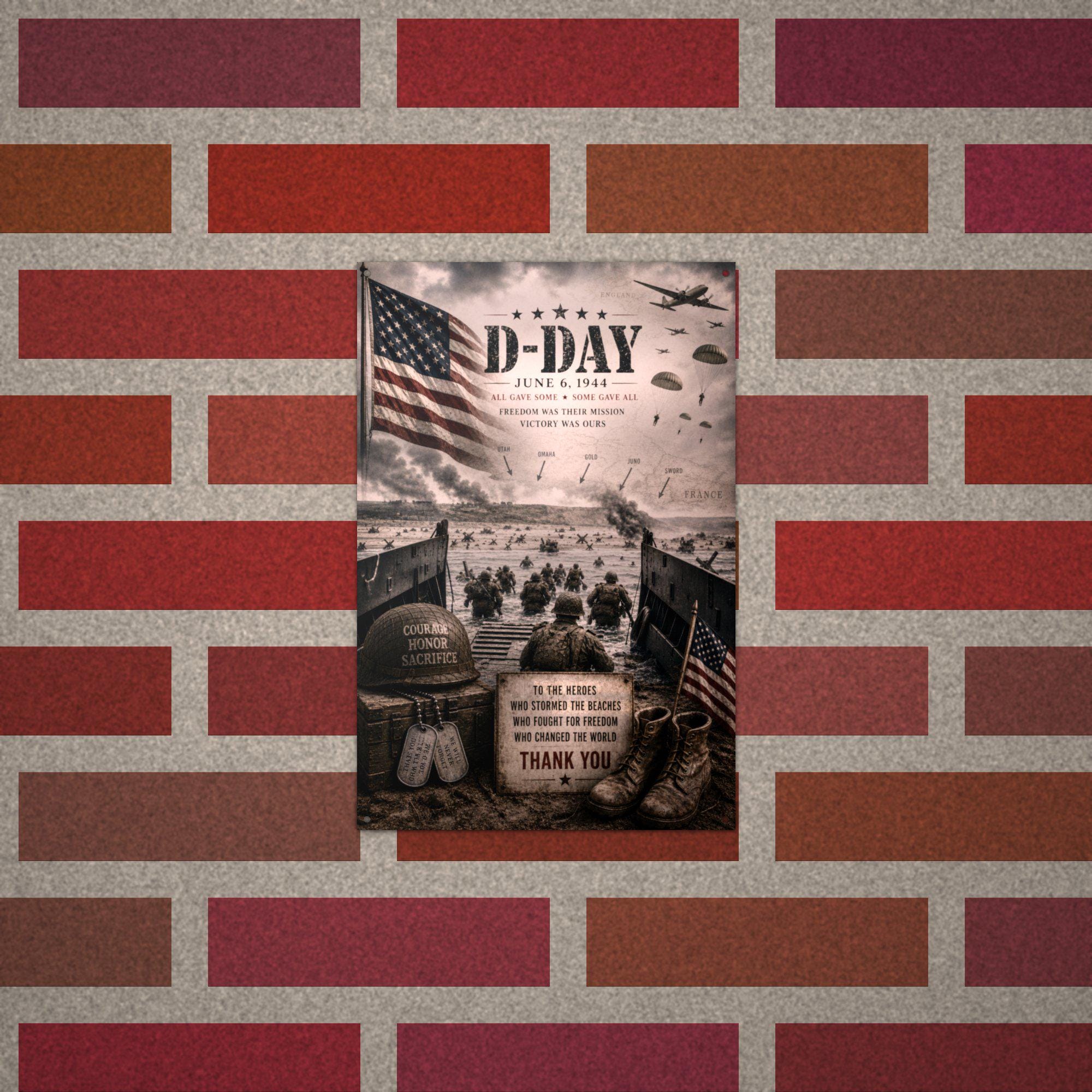 D-Day June 6 1944 Patriotic Metal Sign Aluminum Sign — alternate angle