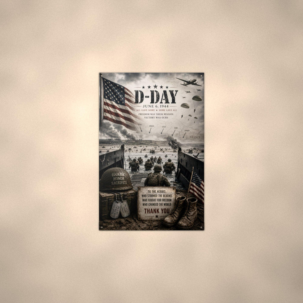 D-Day June 6 1944 Patriotic Metal Sign Aluminum Sign — alternate angle