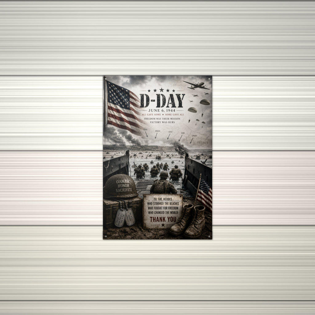 D-Day June 6 1944 Patriotic Metal Sign Aluminum Sign — alternate angle