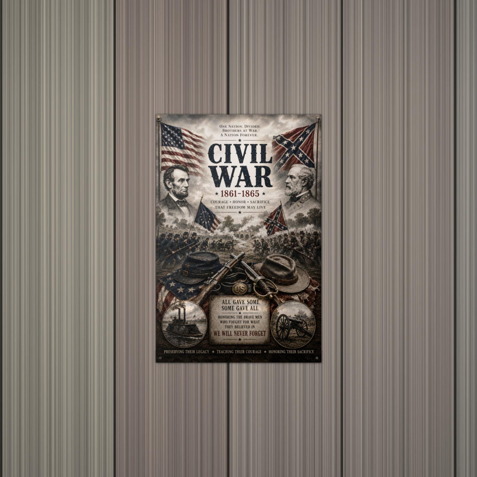 Civil War 1861-1865 Patriotic Metal Sign Aluminum Sign — lifestyle setting