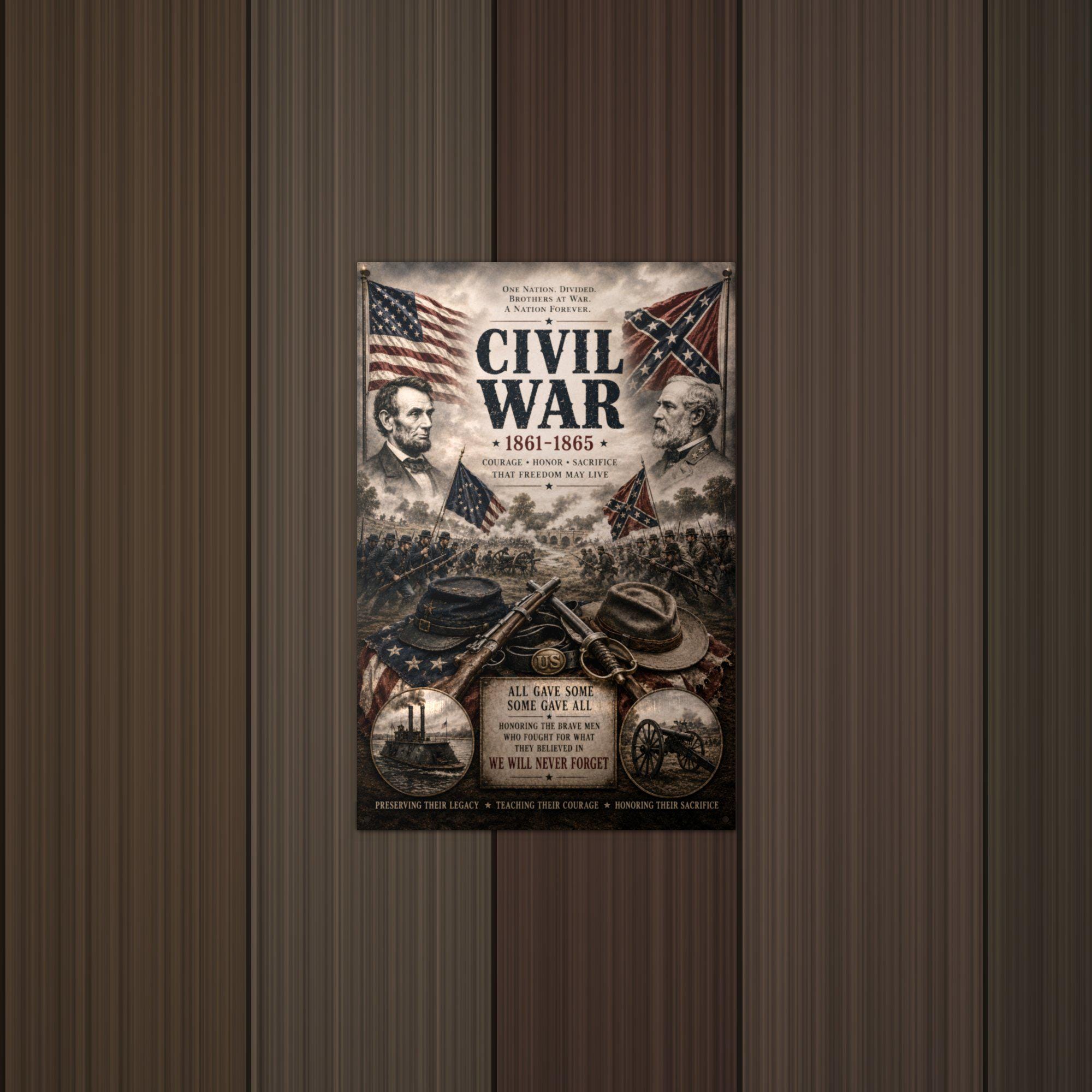 Civil War 1861-1865 Patriotic Metal Sign Aluminum Sign — detail view