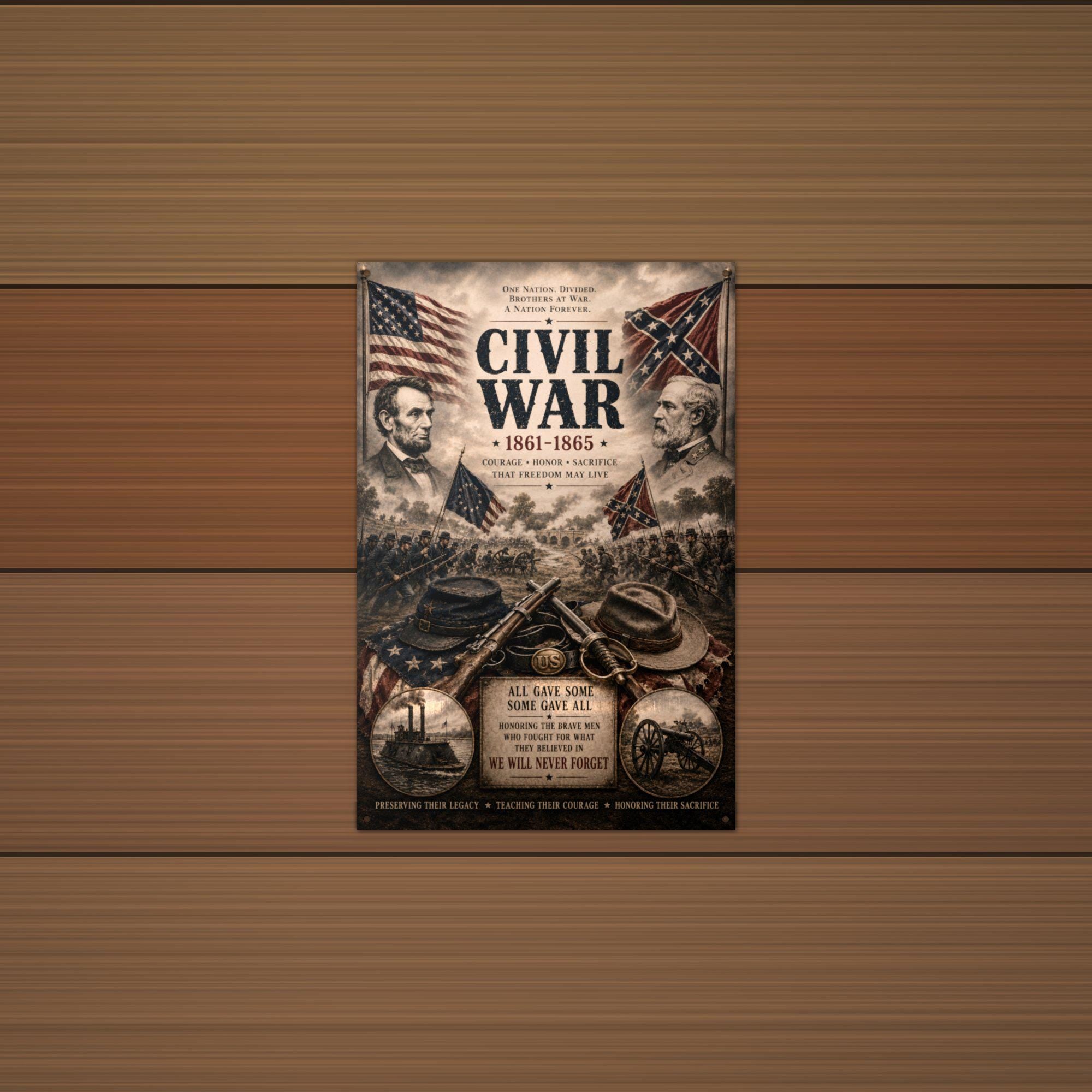 Civil War 1861-1865 Patriotic Metal Sign Aluminum Sign — alternate angle