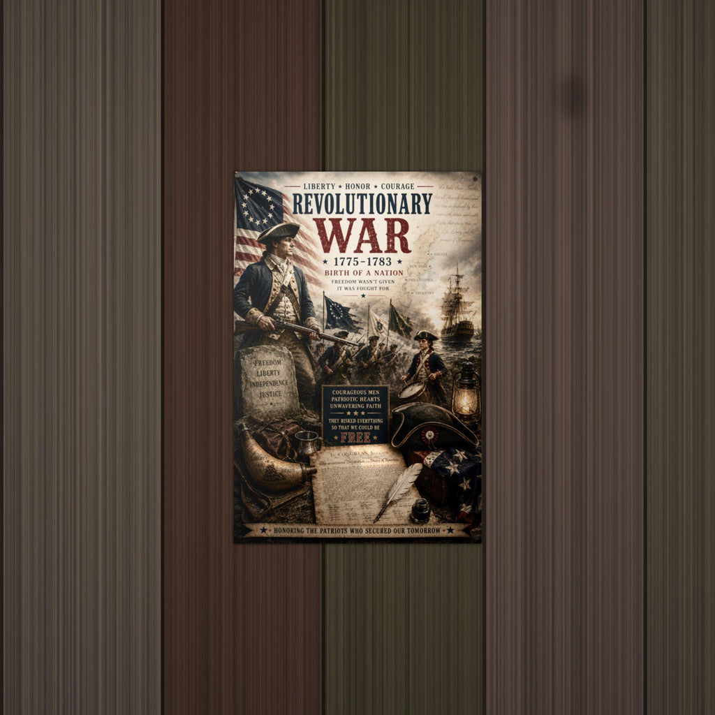 Revolutionary War 1775-1783 Patriotic Metal S Aluminum Sign — detail view