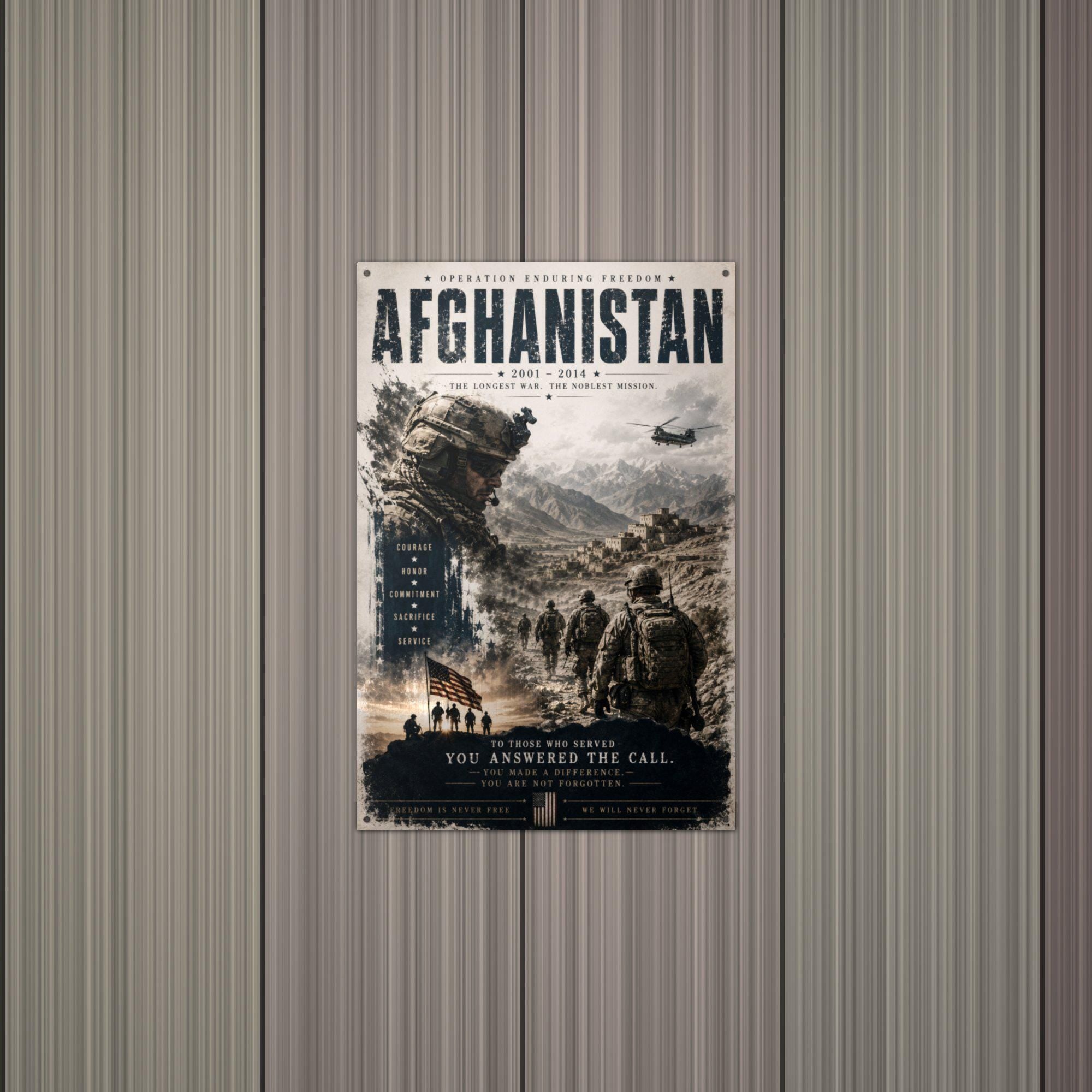 Afghanistan 2001-2014 Patriotic Metal Sign Aluminum Sign — lifestyle setting