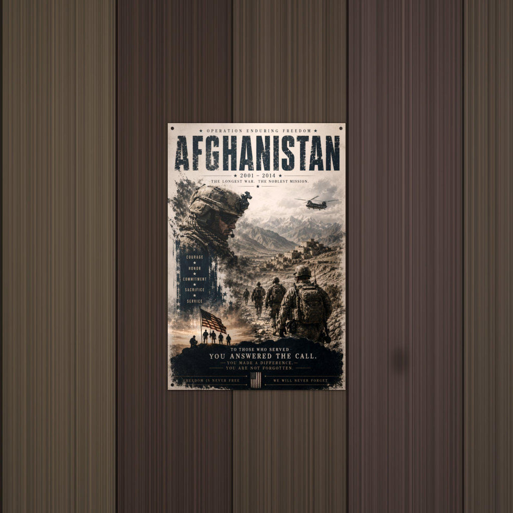 Afghanistan 2001-2014 Patriotic Metal Sign Aluminum Sign — detail view