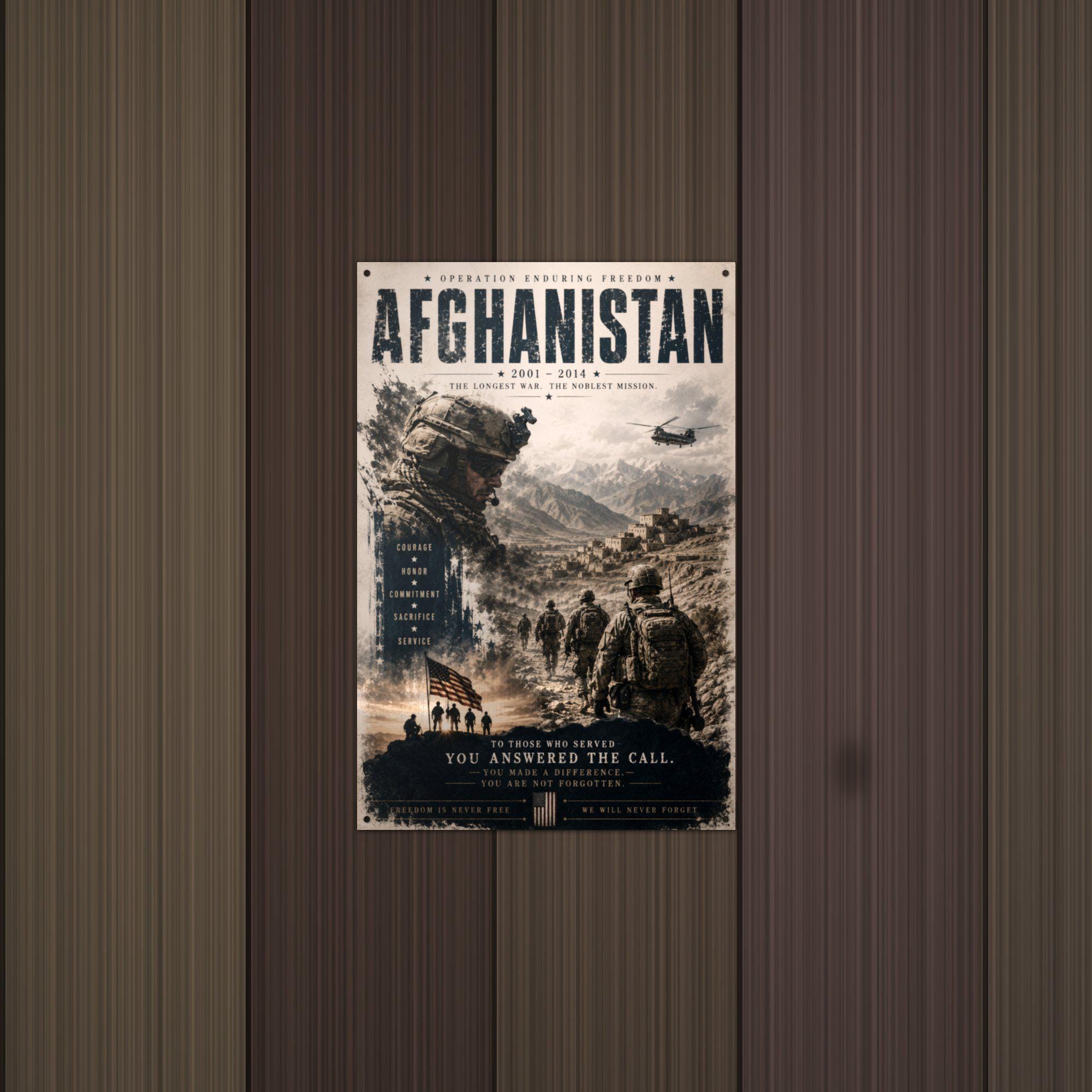 Afghanistan 2001-2014 Patriotic Metal Sign Aluminum Sign — detail view