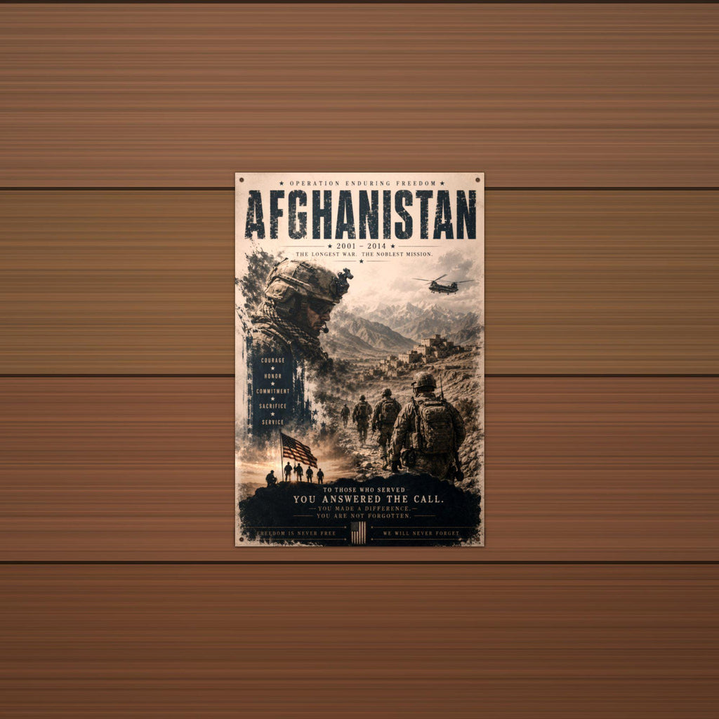 Afghanistan 2001-2014 Patriotic Metal Sign Aluminum Sign — alternate angle