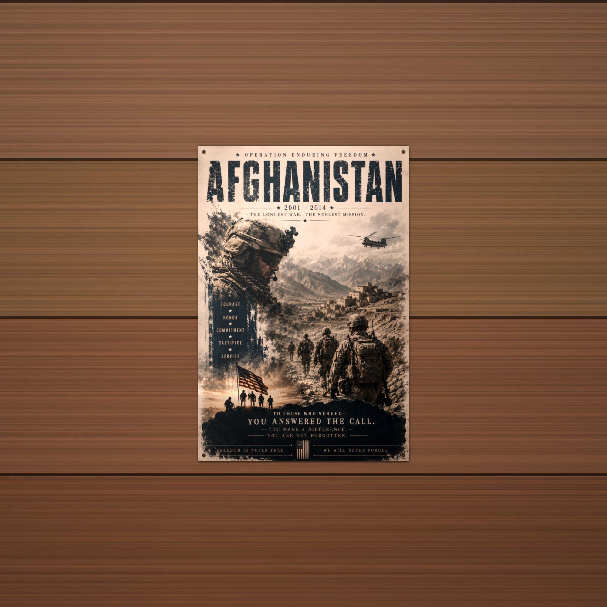 Afghanistan 2001-2014 Patriotic Metal Sign Aluminum Sign — alternate angle