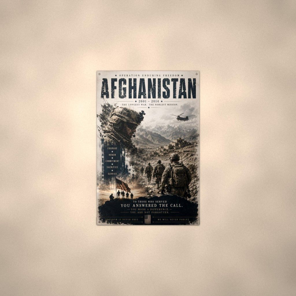 Afghanistan 2001-2014 Patriotic Metal Sign Aluminum Sign — alternate angle