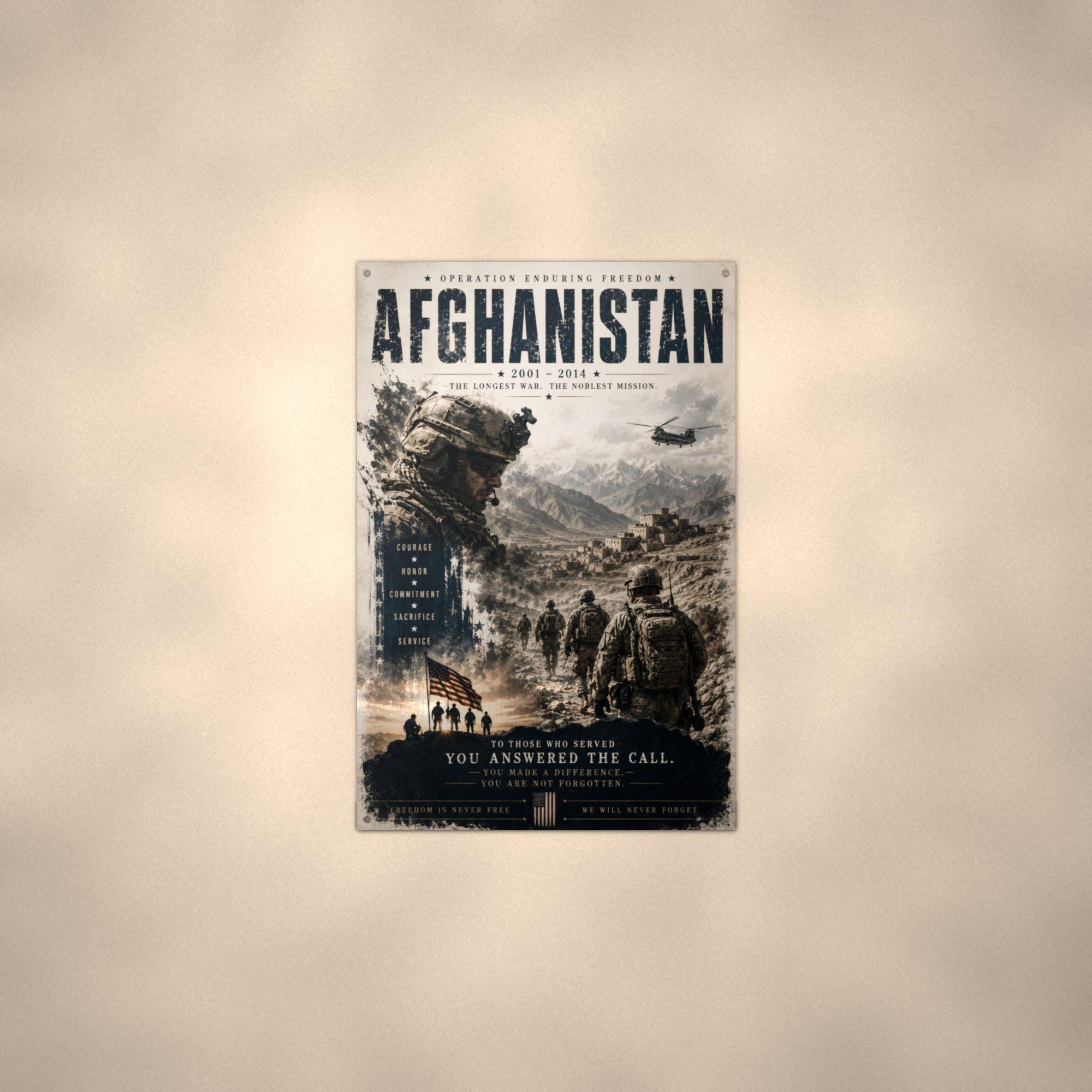 Afghanistan 2001-2014 Patriotic Metal Sign Aluminum Sign — alternate angle