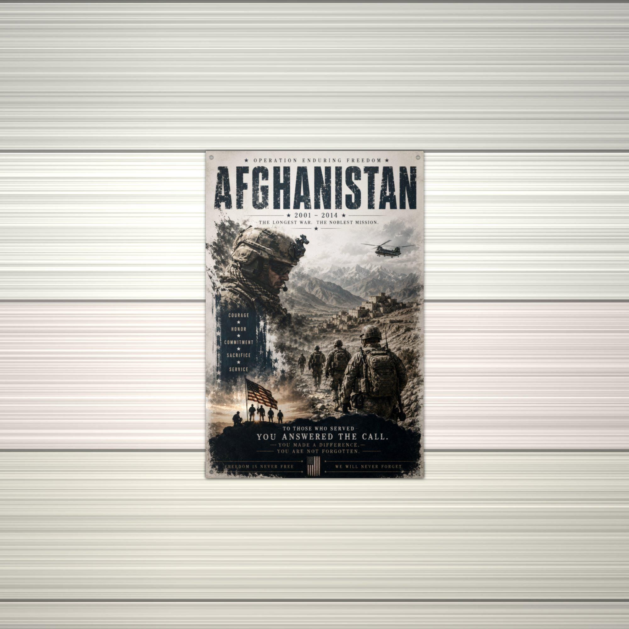 Afghanistan 2001-2014 Patriotic Metal Sign Aluminum Sign — alternate angle