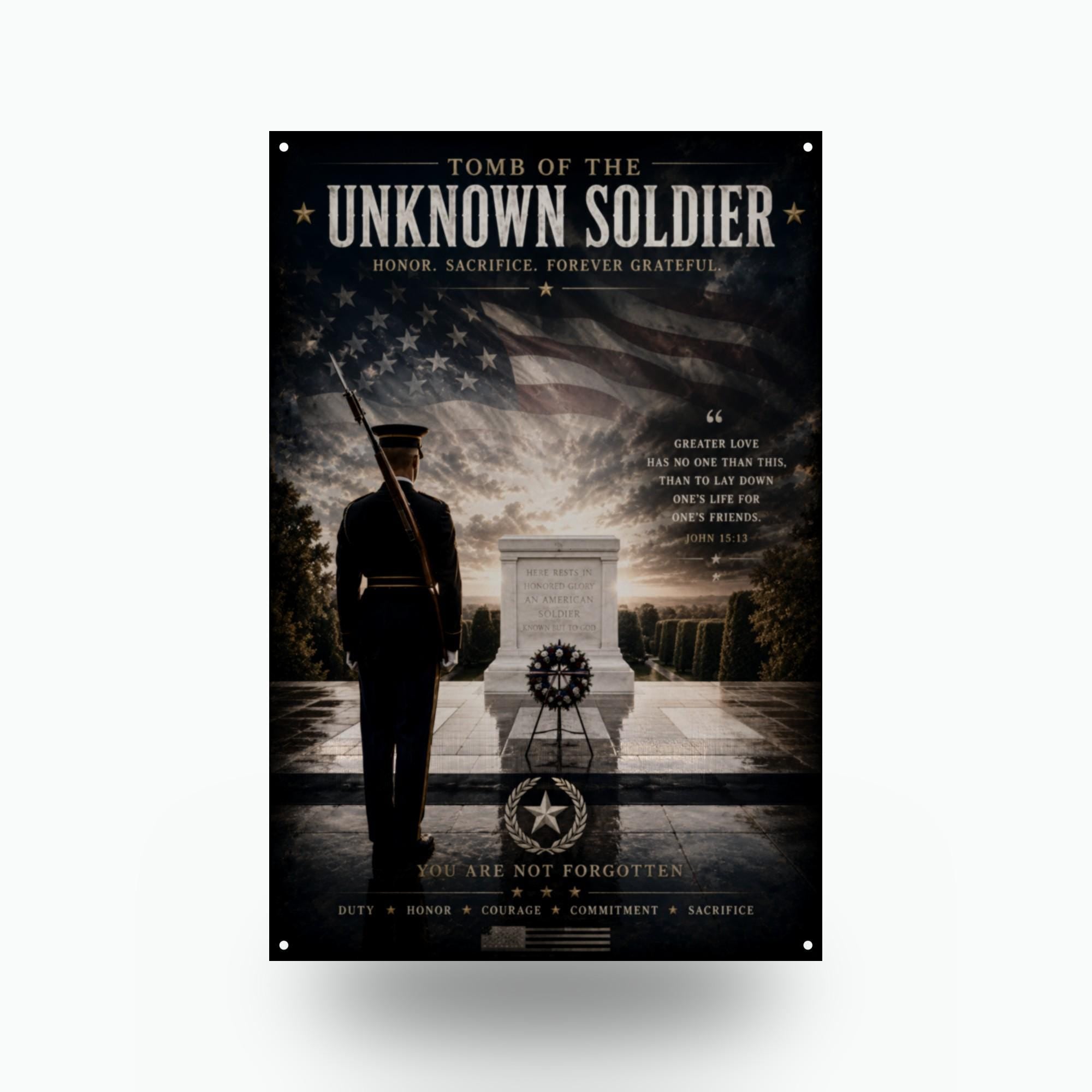 Tomb of the Unknown Soldier Patriotic Metal S Aluminum Sign — front view on white background