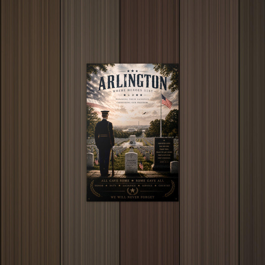 Arlington Where Heroes Rest Patriotic Metal S Aluminum Sign — detail view