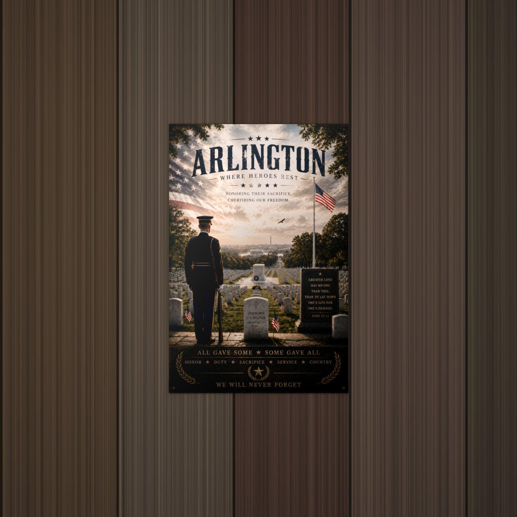 Arlington Where Heroes Rest Patriotic Metal S Aluminum Sign — detail view