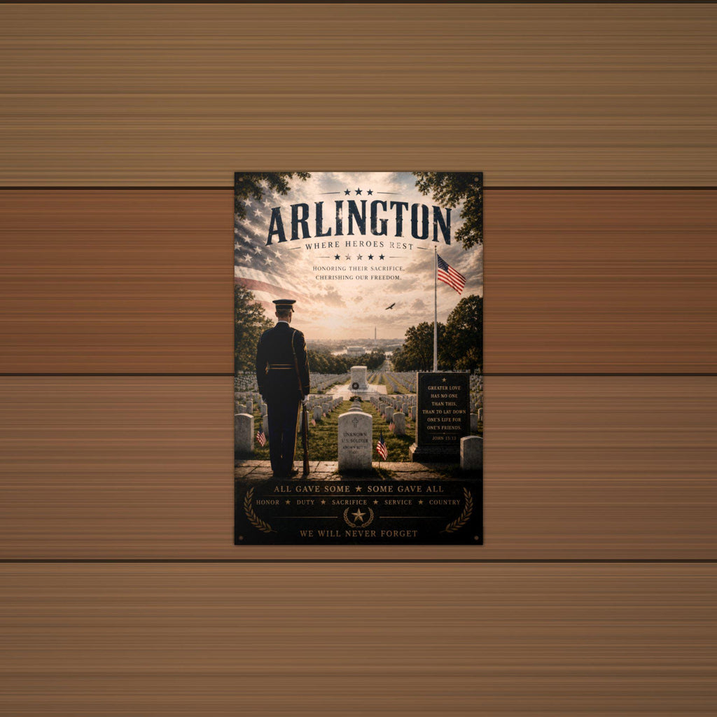 Arlington Where Heroes Rest Patriotic Metal S Aluminum Sign — alternate angle