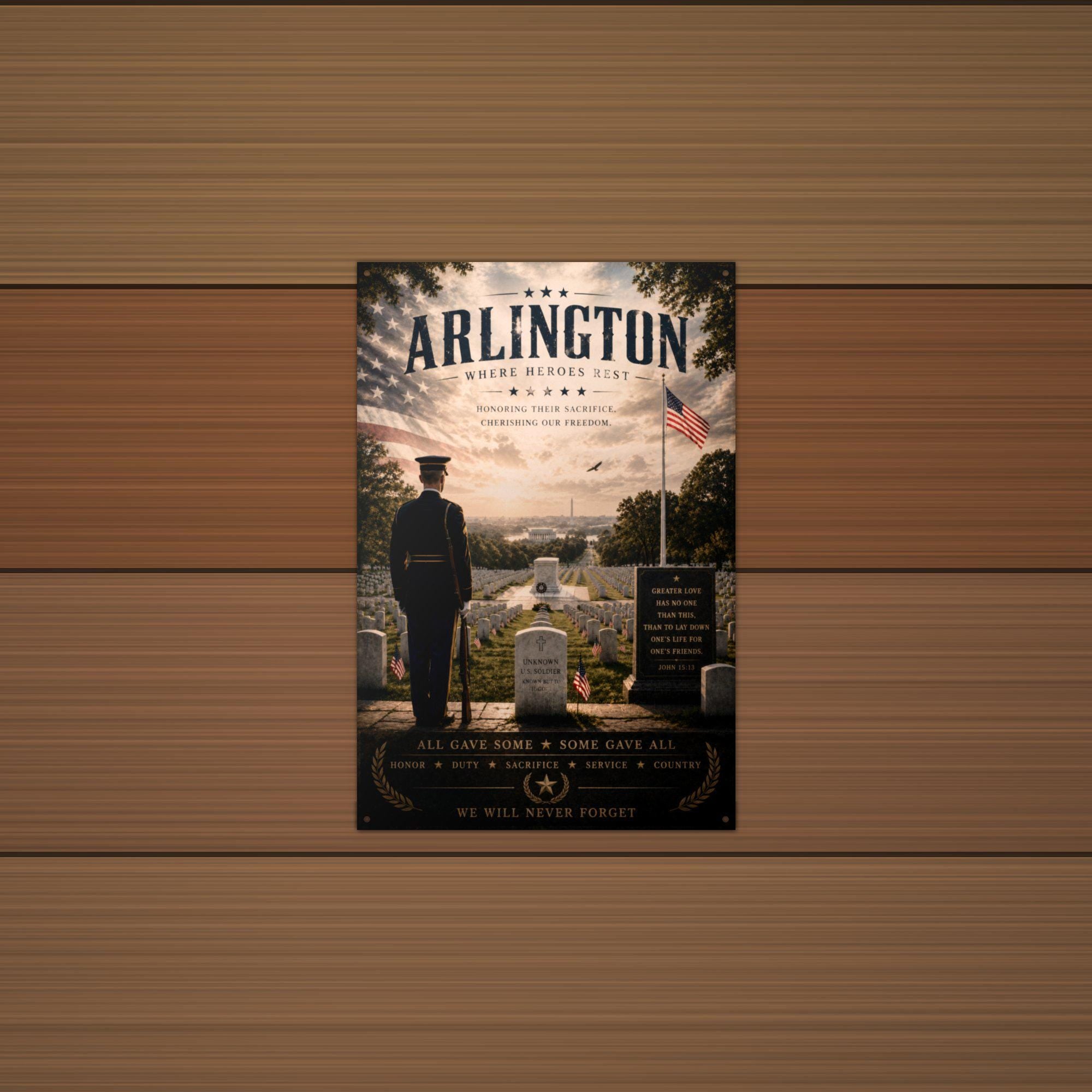 Arlington Where Heroes Rest Patriotic Metal S Aluminum Sign — alternate angle