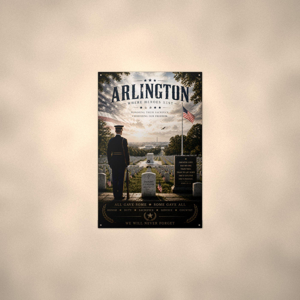 Arlington Where Heroes Rest Patriotic Metal S Aluminum Sign — alternate angle