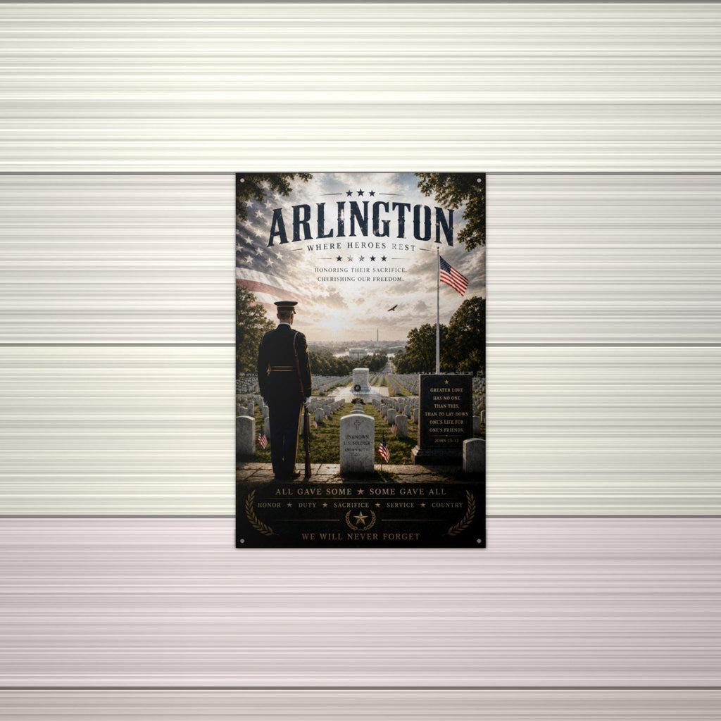 Arlington Where Heroes Rest Patriotic Metal S Aluminum Sign — alternate angle