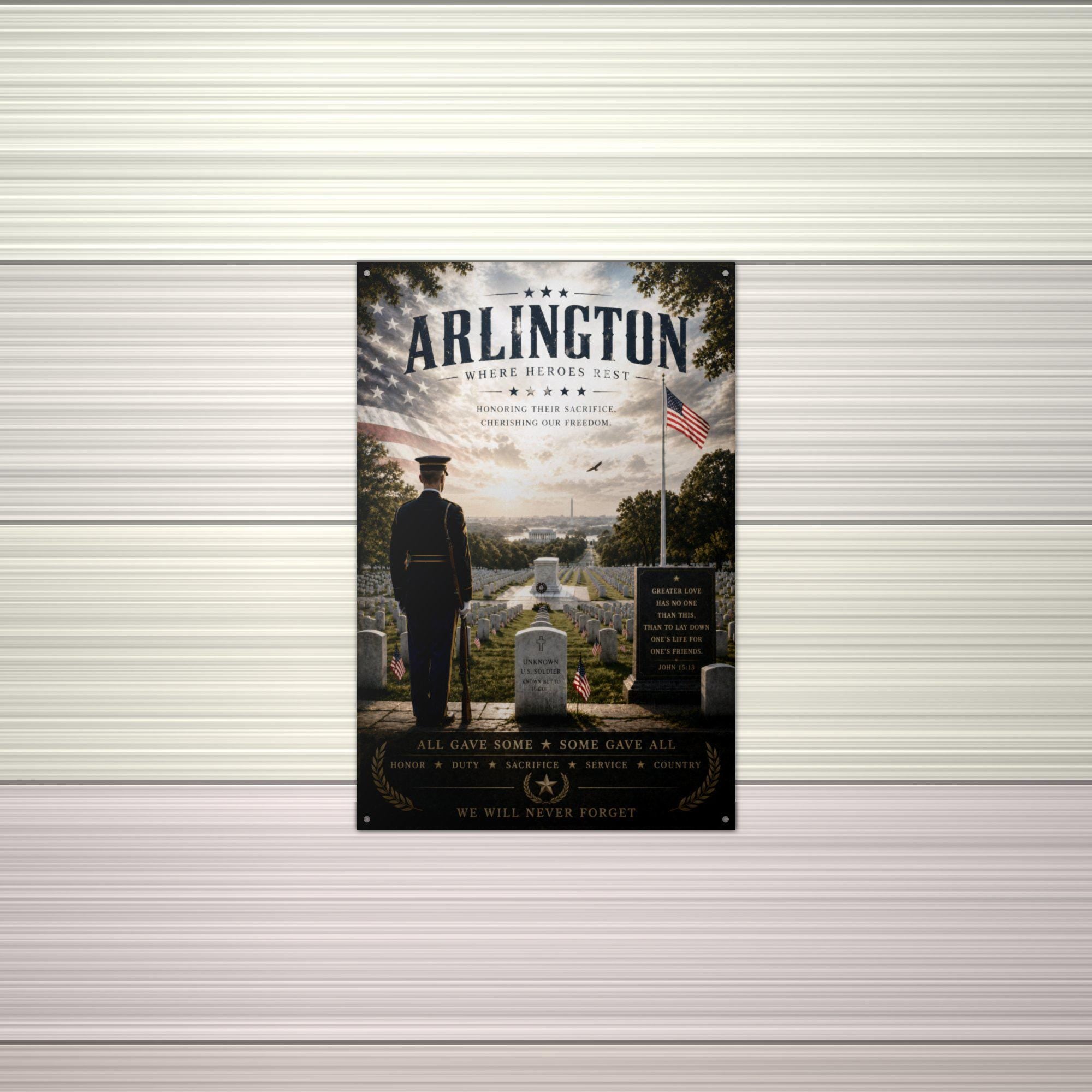 Arlington Where Heroes Rest Patriotic Metal S Aluminum Sign — alternate angle