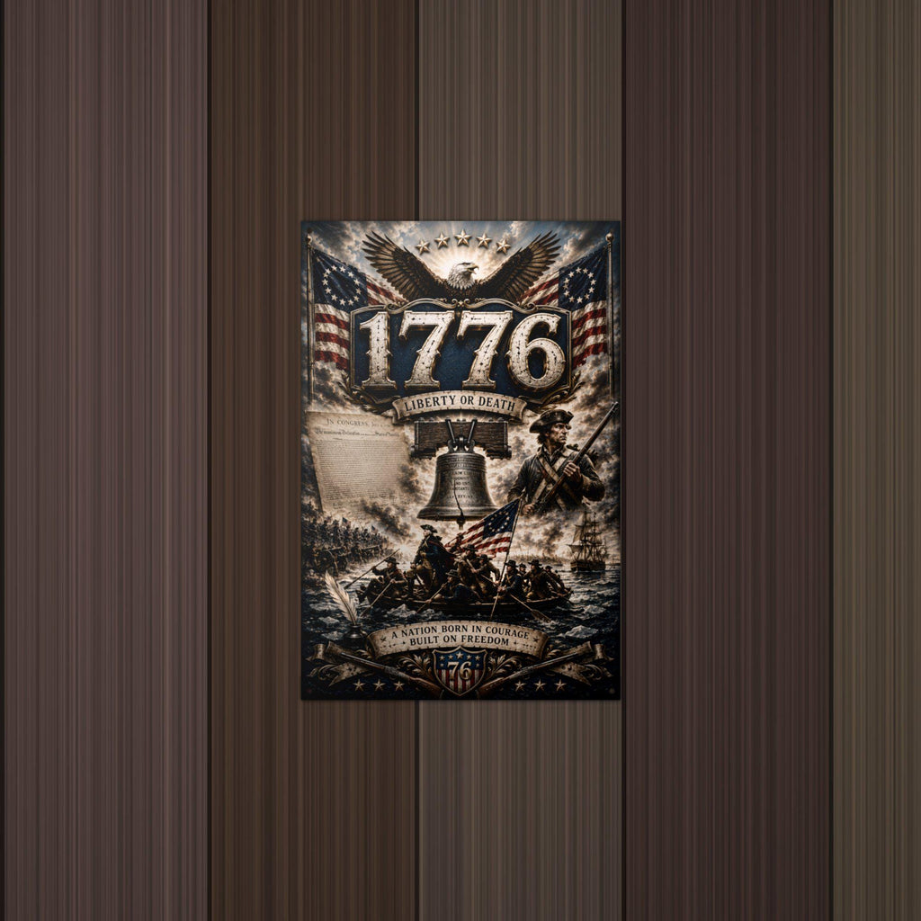 1776 Liberty or Death Patriotic Metal Sign Aluminum Sign — detail view