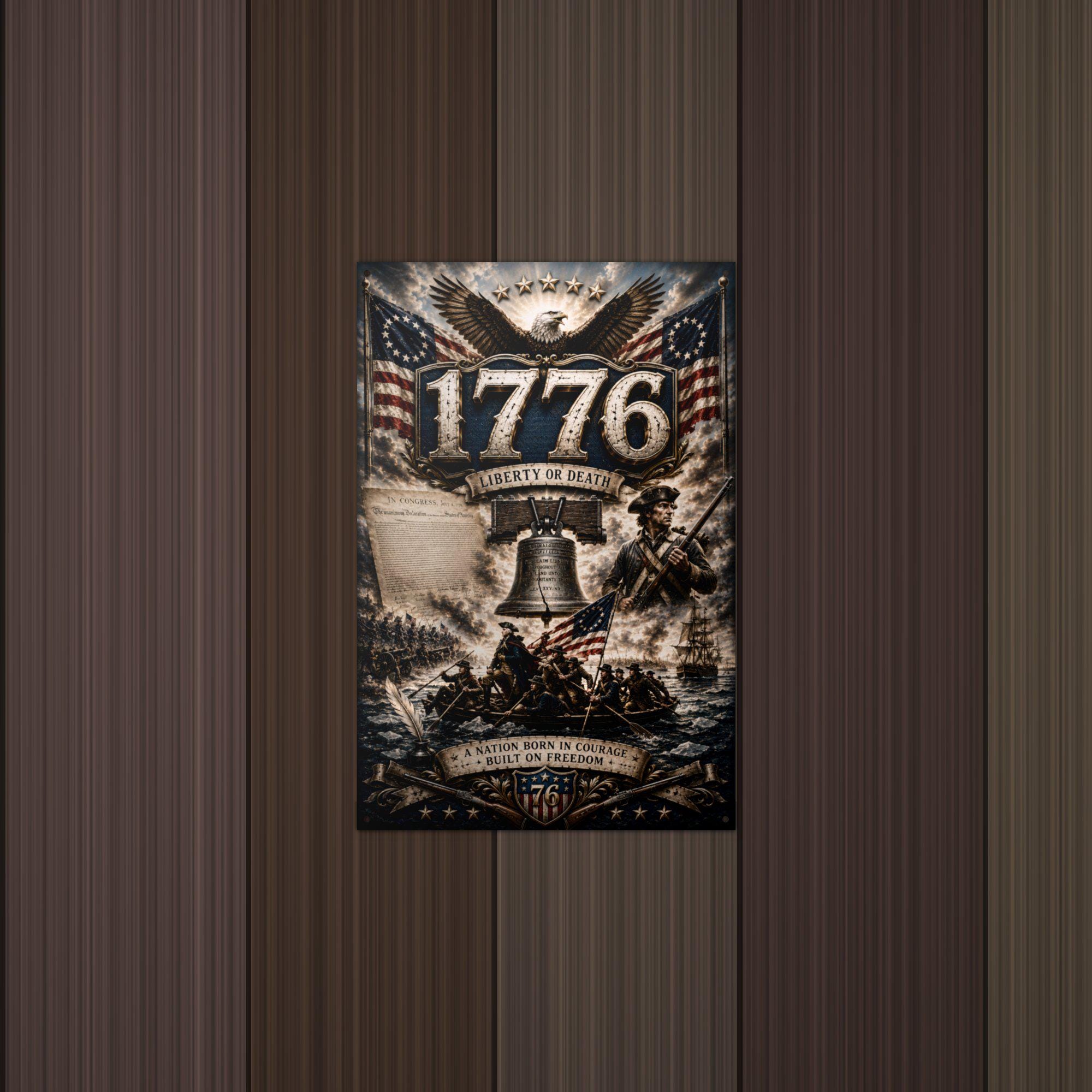 1776 Liberty or Death Patriotic Metal Sign Aluminum Sign — detail view