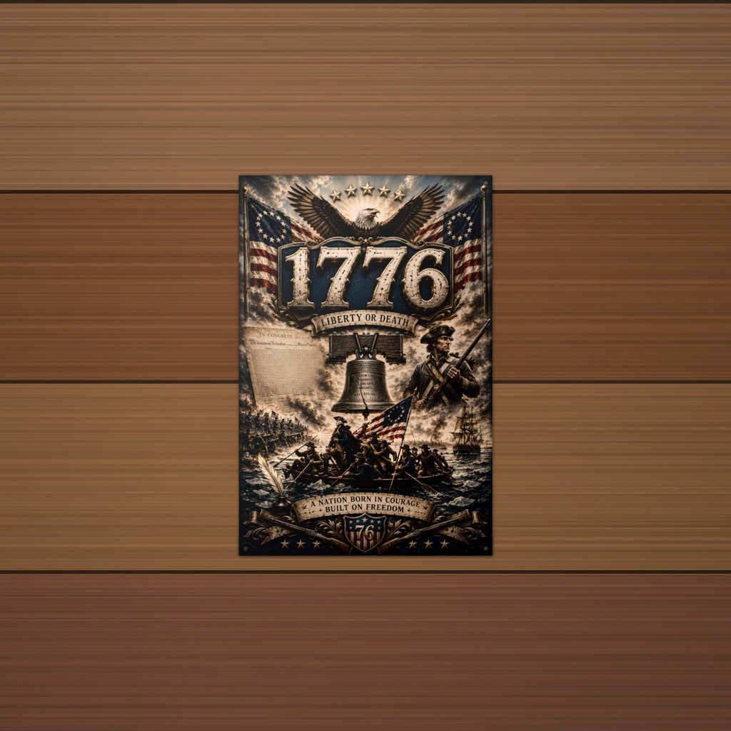 1776 Liberty or Death Patriotic Metal Sign Aluminum Sign — alternate angle