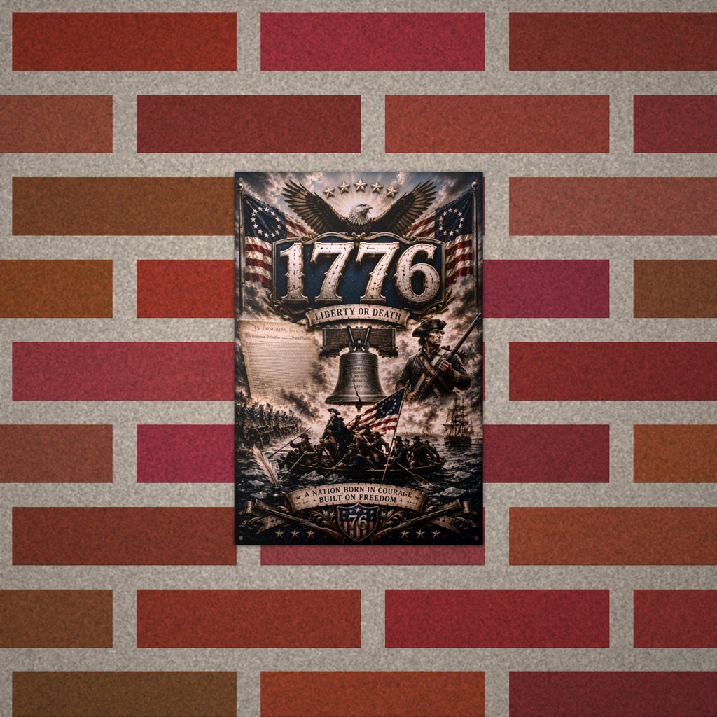 1776 Liberty or Death Patriotic Metal Sign Aluminum Sign — alternate angle