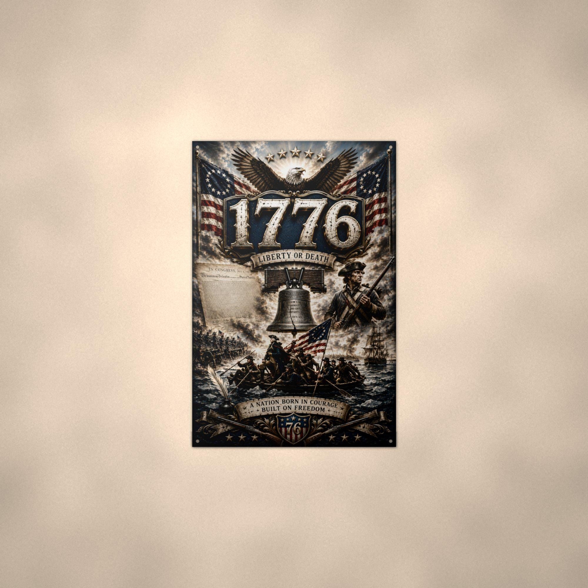1776 Liberty or Death Patriotic Metal Sign Aluminum Sign — alternate angle