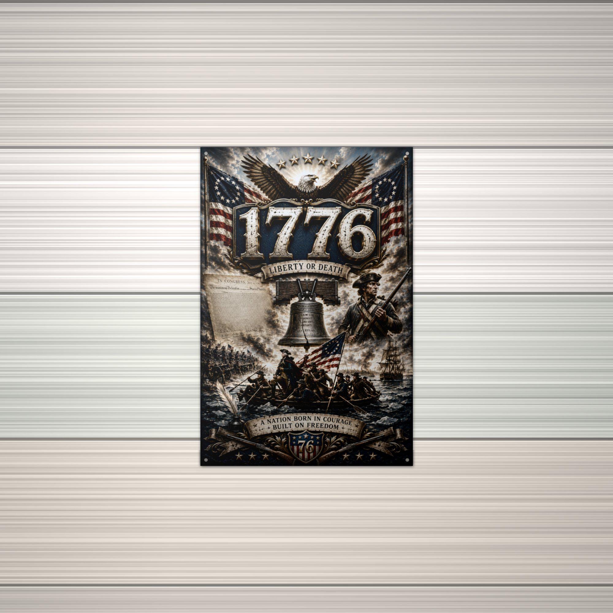 1776 Liberty or Death Patriotic Metal Sign Aluminum Sign — alternate angle