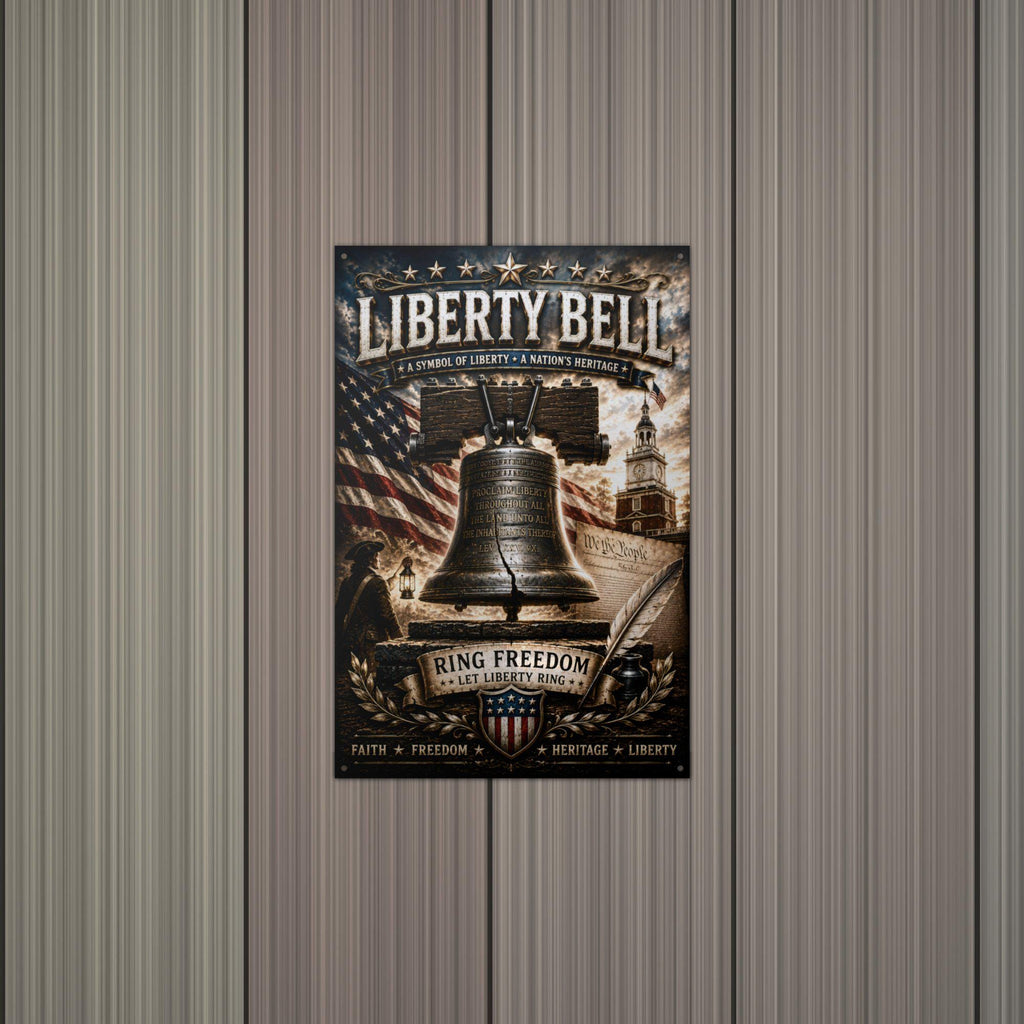 Liberty Bell Let Freedom Ring Patriotic Metal Aluminum Sign — lifestyle setting
