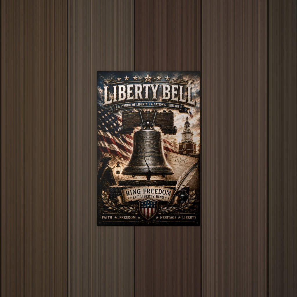 Liberty Bell Let Freedom Ring Patriotic Metal Aluminum Sign — detail view