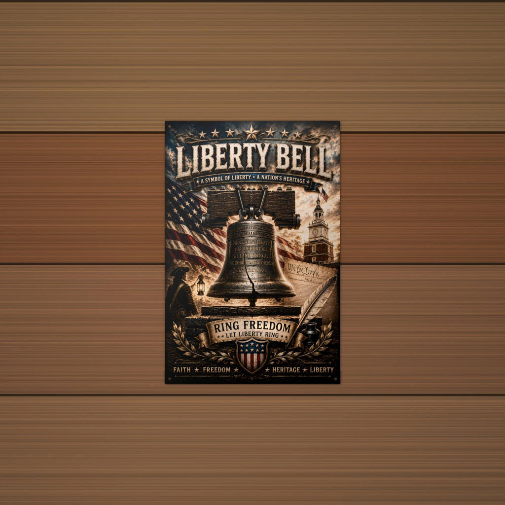 Liberty Bell Let Freedom Ring Patriotic Metal Aluminum Sign — alternate angle