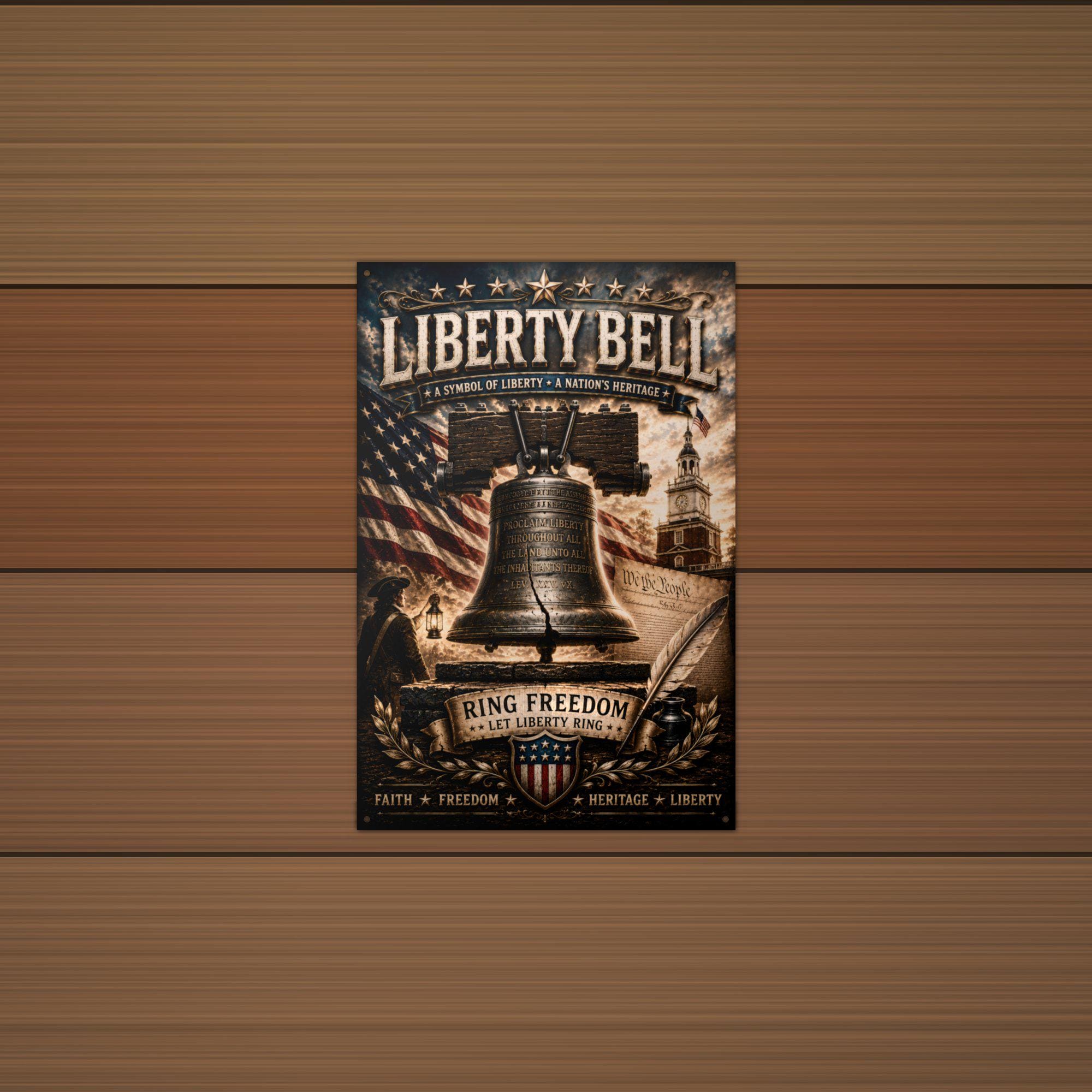 Liberty Bell Let Freedom Ring Patriotic Metal Aluminum Sign — alternate angle