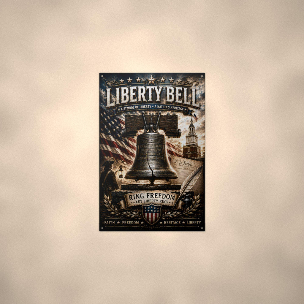 Liberty Bell Let Freedom Ring Patriotic Metal Aluminum Sign — alternate angle