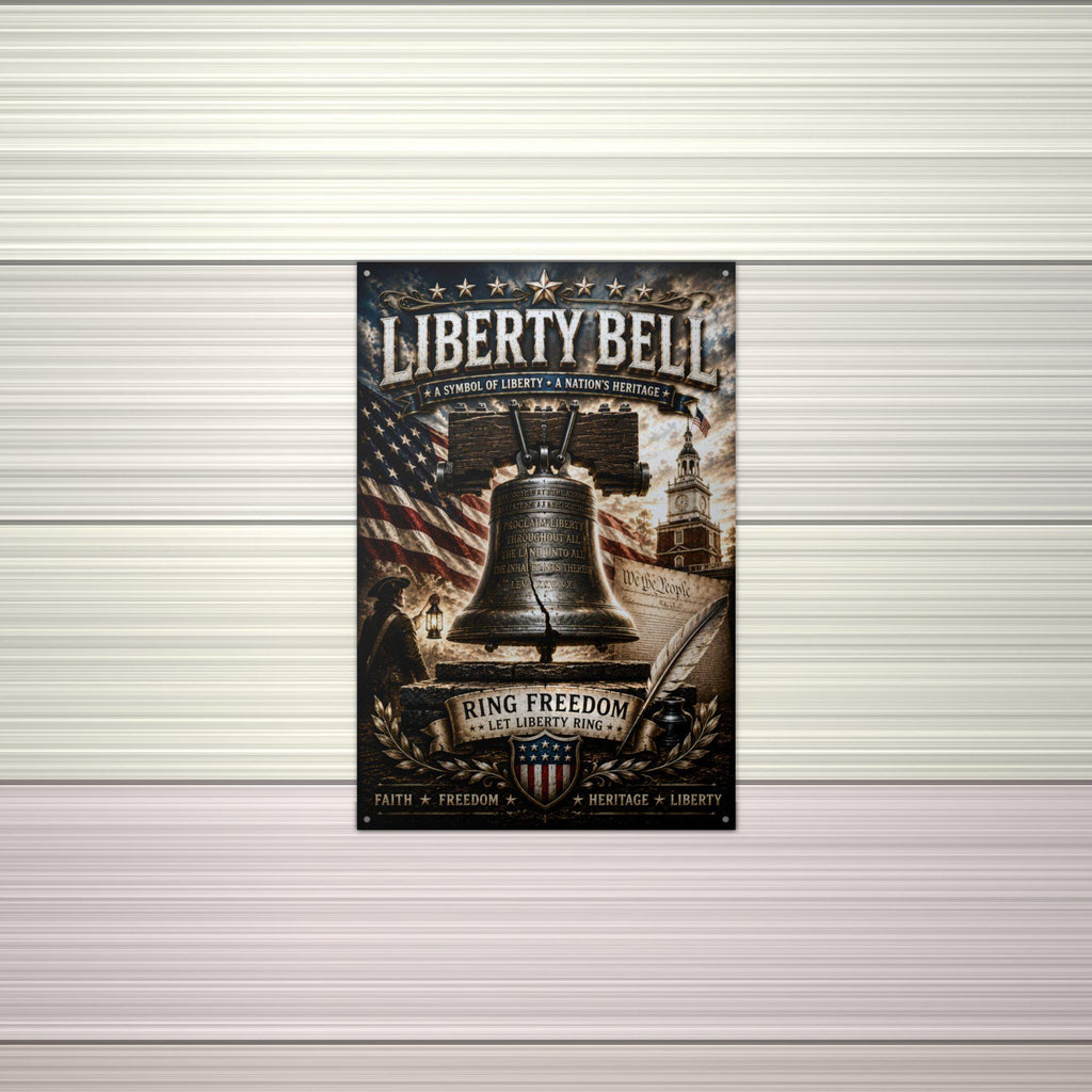 Liberty Bell Let Freedom Ring Patriotic Metal Aluminum Sign — alternate angle