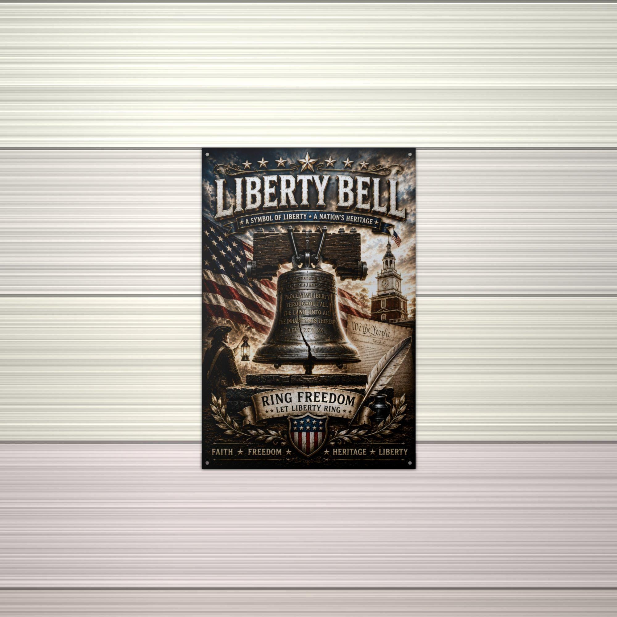 Liberty Bell Let Freedom Ring Patriotic Metal Aluminum Sign — alternate angle