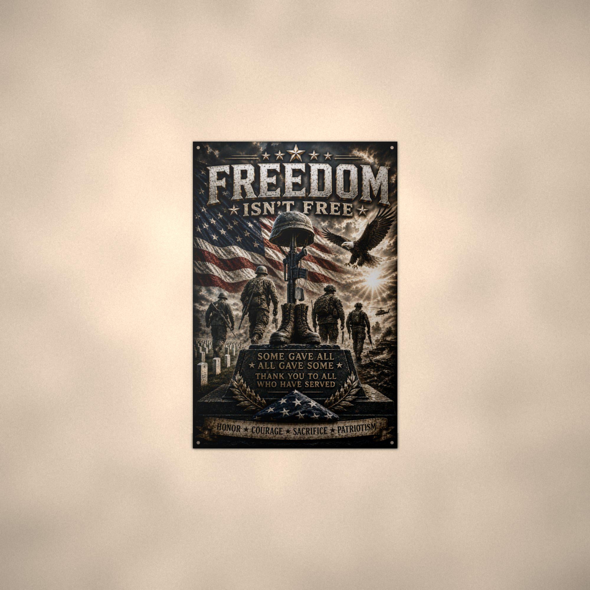 Freedom Isn't Free Memorial Patriotic Metal S Aluminum Sign — alternate angle