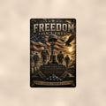 Freedom Isn’t Free Memorial Patriotic on a sublimated 8 x 12 in aluminum sign, shown whole against a plain wall — wall decor, handmade gift.