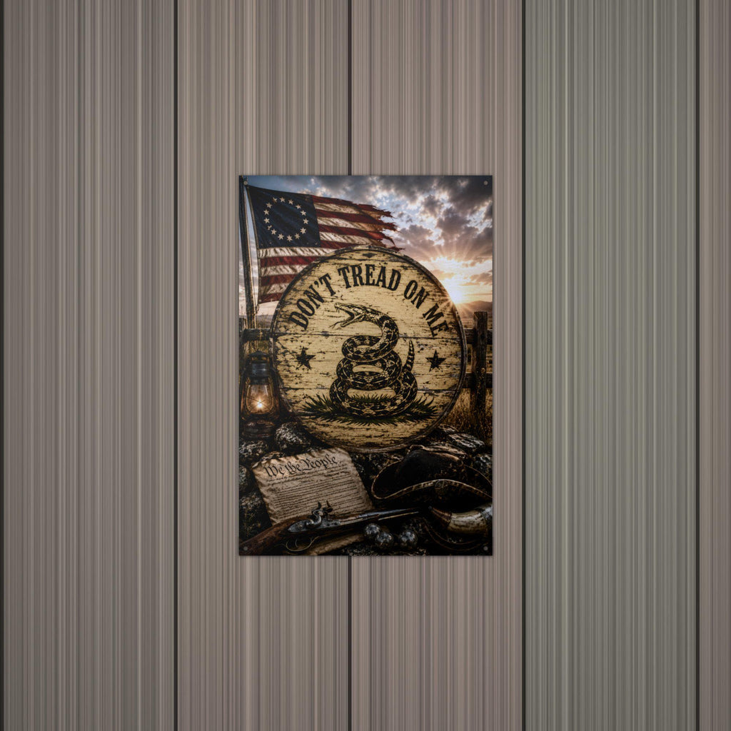 Don't Tread On Me Colonial Patriotic Metal Si Aluminum Sign — lifestyle setting