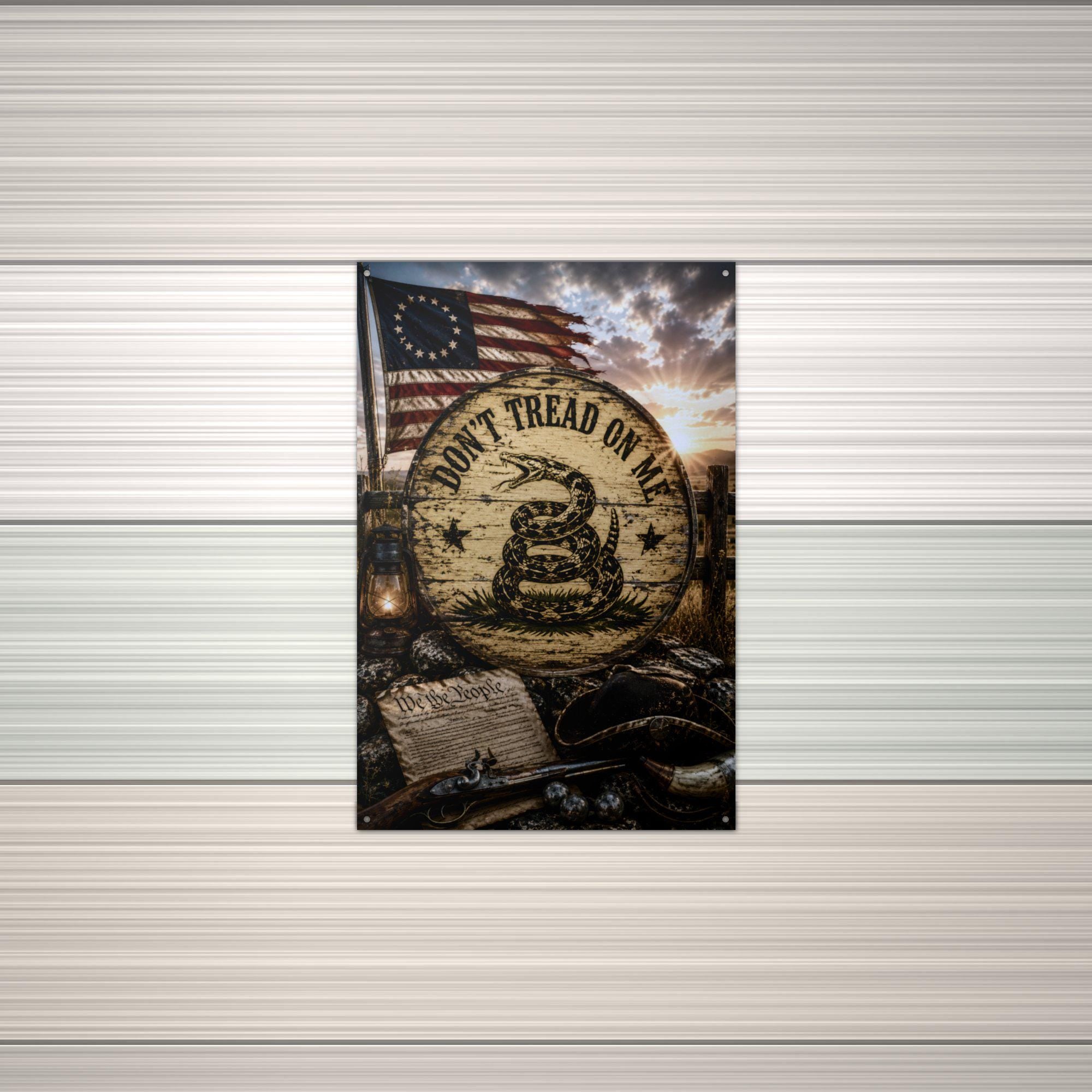 Don't Tread On Me Colonial Patriotic Metal Si Aluminum Sign — alternate angle