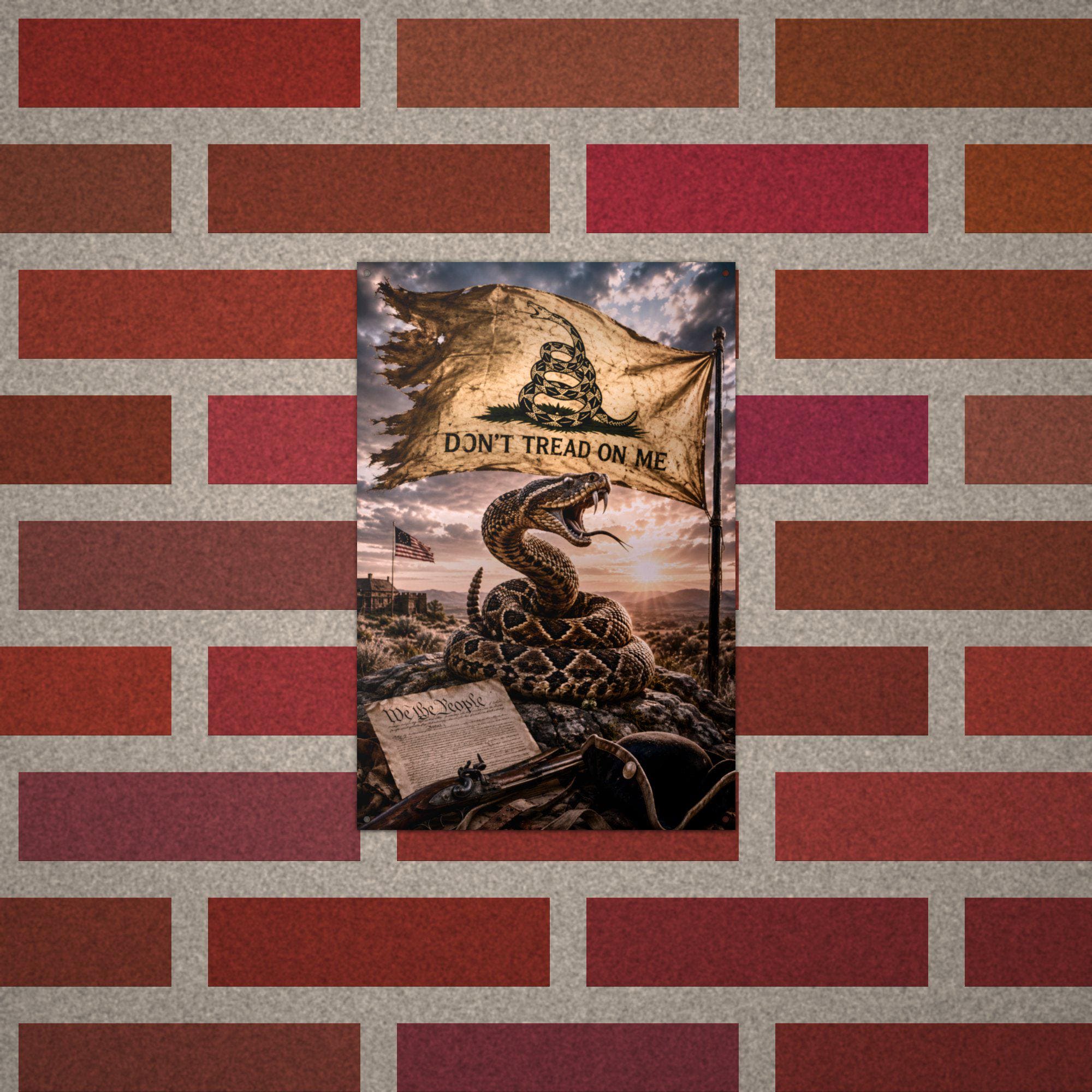 Don't Tread On Me Rattlesnake Patriotic Metal Aluminum Sign — alternate angle