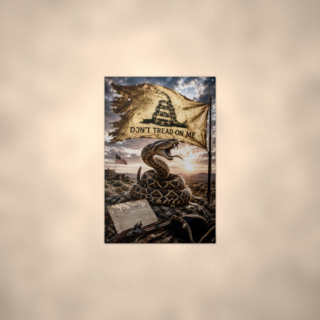 Don't Tread On Me Rattlesnake Patriotic Metal Aluminum Sign — alternate angle