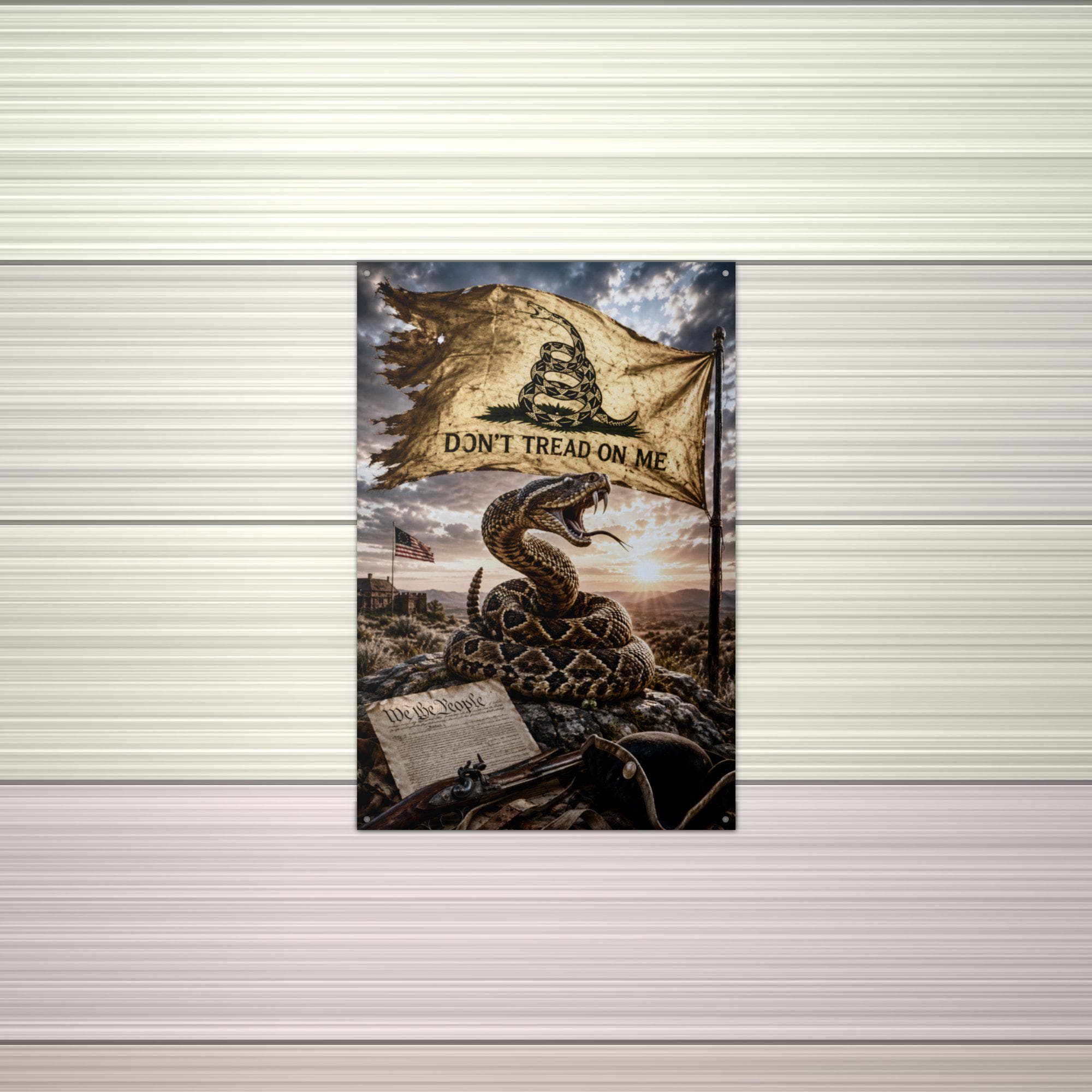 Don't Tread On Me Rattlesnake Patriotic Metal Aluminum Sign — alternate angle