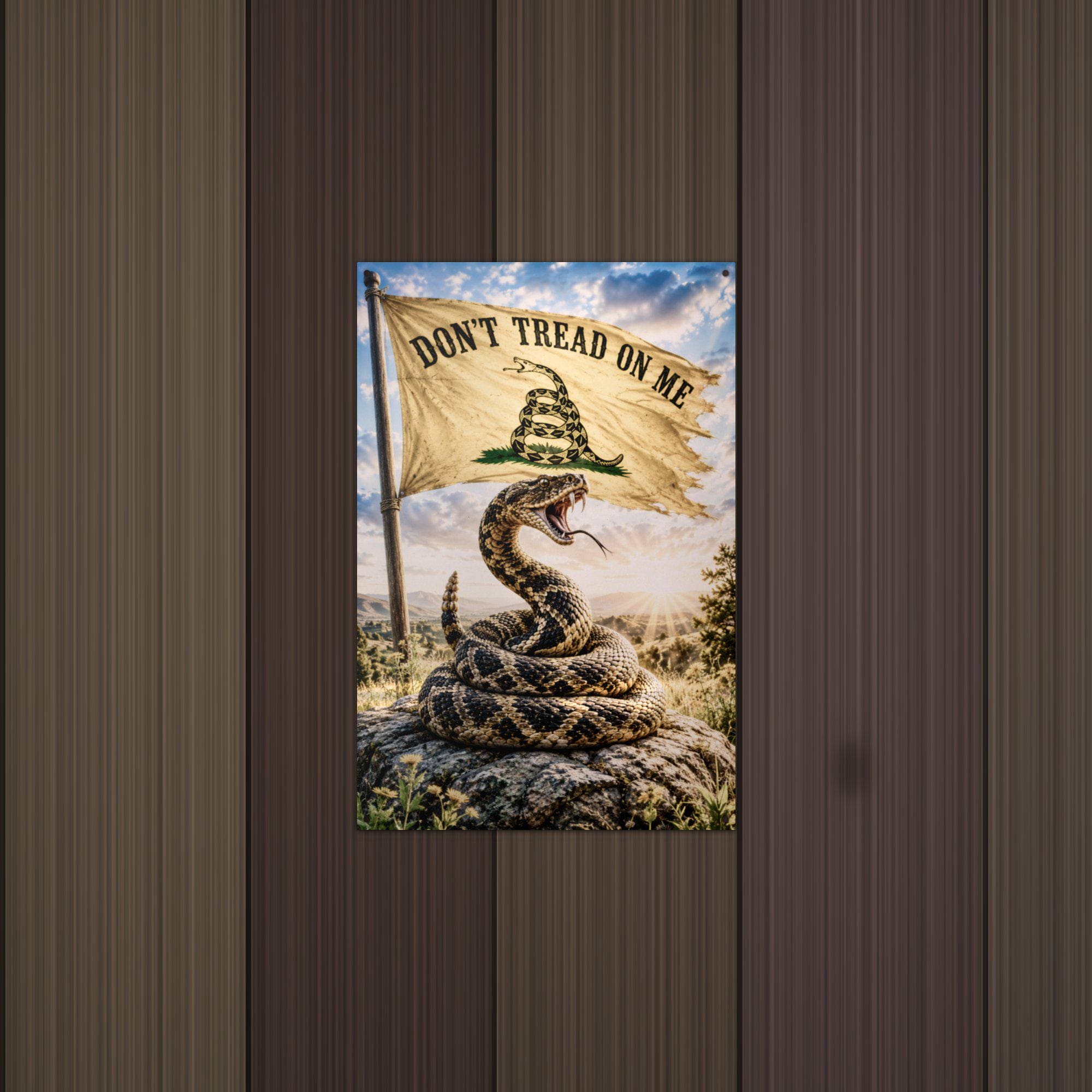 Gadsden Meadow Rattler Patriotic Metal Sign Aluminum Sign — detail view