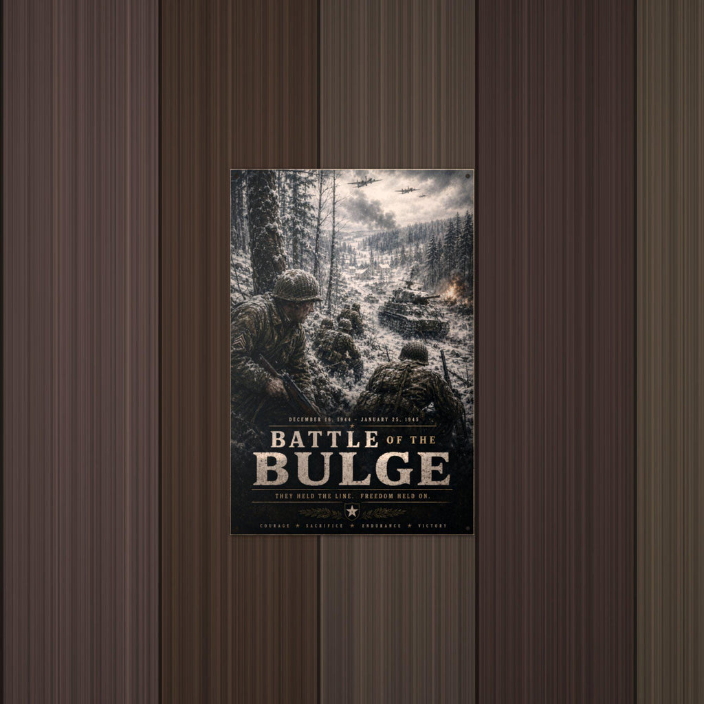 Battle of the Bulge Patriotic Metal Sign Aluminum Sign — detail view