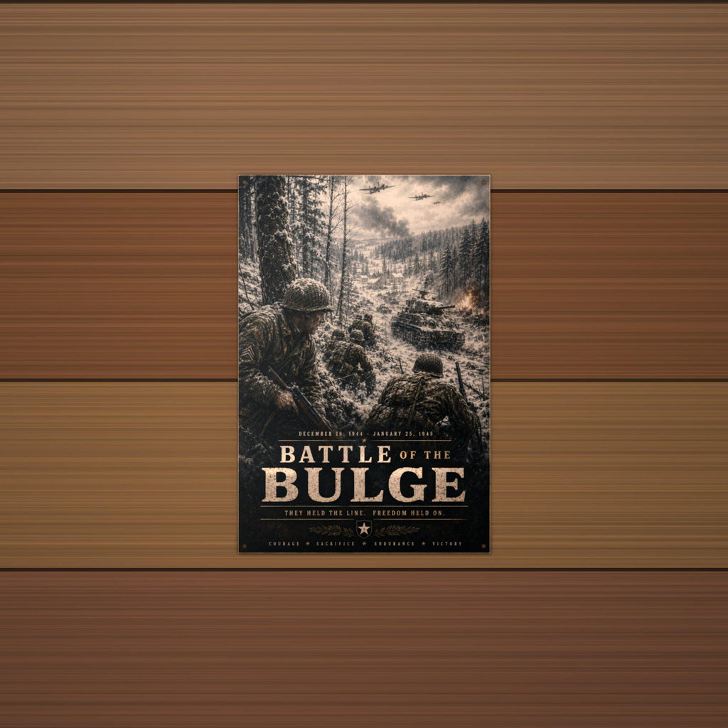 Battle of the Bulge Patriotic Metal Sign Aluminum Sign — alternate angle
