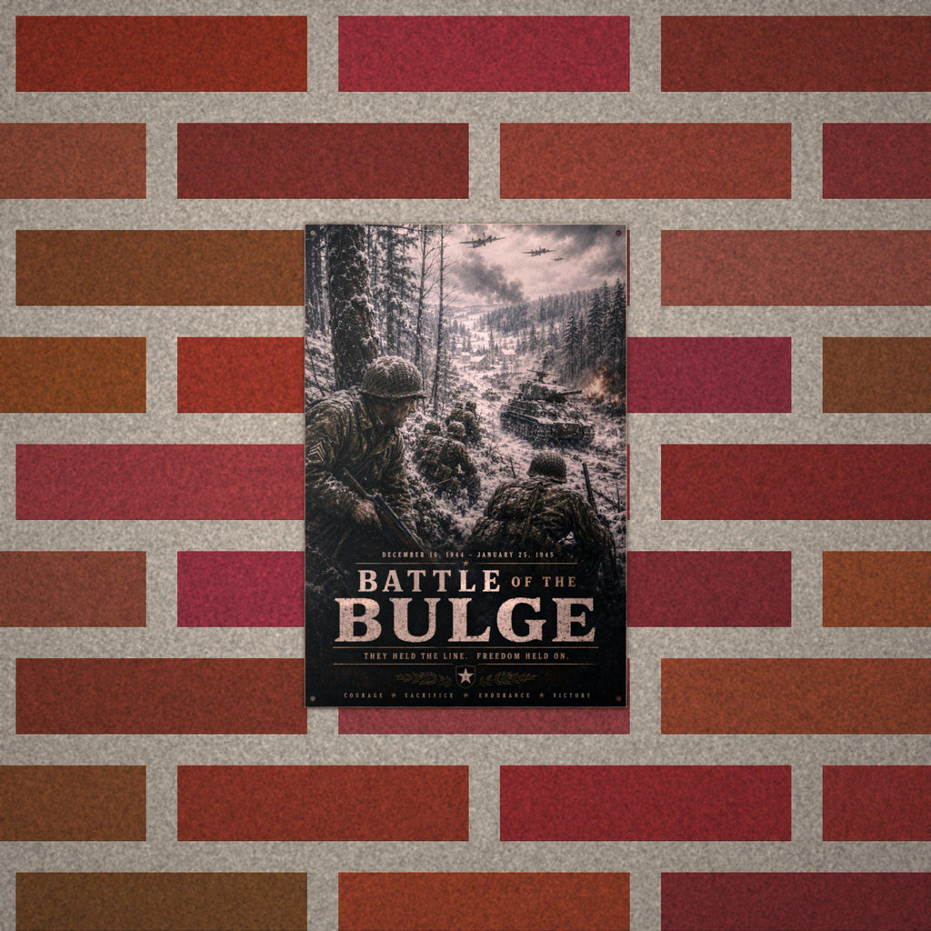Battle of the Bulge Patriotic Metal Sign Aluminum Sign — alternate angle