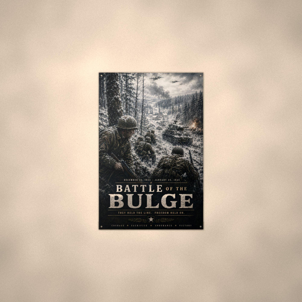 Battle of the Bulge Patriotic Metal Sign Aluminum Sign — alternate angle